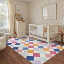 jinchan Area Rug 5x7 Kids Washable Indoor Floor Cover Non-Slip Modern Soft Rug Elementary School Classroom Colorful Diamond Carpet for Nursery Playroom Daycare Bedroom Living Room Berries on Cream by CozyNest Decor