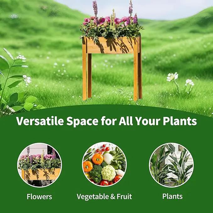 Premium Fir Wooden Raised Garden Bed with Four Legs for Backyard and Balcony Gardening,Suitable for Indoor and Outdoor use,33.07''×15.75''×38.58'', photo 5 of 6