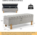Storage Ottoman Bench, Bedroom Storage Bench Foot Rest with Legs, 17.1 x 48.6 x 18.5 Inches, End of Bed Bench, Load up to 500 lb, for Living Room, Bedroom, Entryway, Light Gray by CozyNest Decor