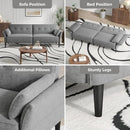 89” Futon Sofa Bed, Comfy Futon Couch Bed with 2 Square Pillows, Convertible Sleeper Sofa with Adjustable Backrest& Armrests, Modern Loveseat Sleeper for Living Room, Bedroom, Light Gray by CozyNest Decor