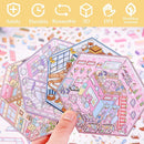 DIY 3D Sticker Scene 4 Sets of Reuseable and Waterproof Stickers Make Your Own Shop Scenes Sticker Cute Miniature Cartoon Stickers for Kids Adult by TinyTreasures Baby Boutique