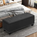 MoNiBloom 42 Inch Long Ottoman with Storage, Black Linen Foot Stool Upholstered Foam Padded Rectangular Fabric Tufted Bench Footrest for Living Room Bedroom Entry with 300 Lbs Capacity by CozyNest Decor