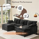 108" U Shaped Couch, Modular Sectional Sofa, 3-Seater Comfy Cloud Couch with Movable Ottoman, Deep Seat Couches for Living Room, Chenille, Black by CozyNest Decor