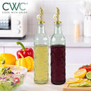 COOK WITH COLOR Glass Olive Oil Bottle Dispenser - 2 Pack- 17oz Oil and Vinegar Cruet - Olive Oil Carafe Decanter for Kitchen by CozyNest Decor