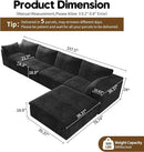 157.5" L Shaped Modern Sofa Modular Sectional Cloud Couch with Ottoman,Deep Seat Upholstered Couches with Corduroy Fabric for Living Room Furniture,Bedroom and Apartment,No Assembly Required,Black by CozyNest Decor