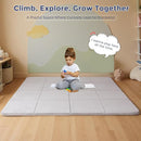 MAXYOYO 1.2" Thick Baby Play Mat for Floor, 49"x 49" Foldable Playpen Mat, Tummy Time Foam Mats Ultra Soft Support, Padded Carpet with Non-Slip Backing for Infant,Kids and Toddler Crawling, Grey by TinyTreasures Baby Boutique