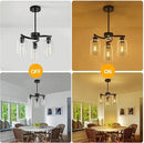 3-Light Modern Farmhouse Black Pendant Lights Kitchen Island, Adjustable Height Contemporary Chandeliers for Dining Room Light Fixture Hanging, Clear Glass Shade by CozyNest Decor