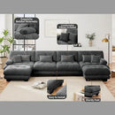Modular Sectional Sofa U Shaped Sectional Couch, 4 Seater Cloud Couch with Ottoman, Modern Oversized Deep Seat Couches for Living Room, Comfy Chenille Sofa with 6 Throw Pillows, Gray by CozyNest Decor