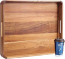 Large Wooden Ottoman Tray, Great 22"x18" Rectangle Trays for Big Ottoman Counter, Huge Kitchen Wood Serving Tray Round Corner, Living Room Coffee Table Decor Centerpiece Organizer Trays by CozyNest Decor