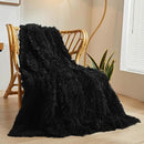 XeGe Luxury Faux Fur Throw Blanket, Black Soft 50x60 Fluffy Blanket Throw, Shaggy Plush Decorative Couch Blanket, Cute Furry Bed Throw Fuzzy Lap Blanket for Kids Women Men Teen Girls Black by CozyNest Decor