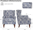 UIXE High Back Floral Accent Chair, Fabric Upholstered Armchair for Living Room, Retro Wingback Arm Chair with Solid Wood Legs, Nailhead Trim Single Sofa Bedroom Reading Seat - Navy Blue by CozyNest Decor