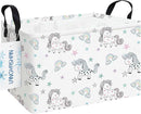 LANGYASHAN Rectangular Storage Bin Collapse Canvas Fabric Cartoon Storage Basket with Handles for Organizing Home Kitchen Boys and Girls Toys Office Closet Shelf Baskets (Rec Rainbow Unicorn) by TinyTreasures Baby Boutique