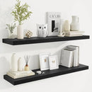 Fun Memories 40" Rustic Wood Floating Shelves with Invisible Brackets for Storage & Decor, Deep Wall Mounted Shelves for Bathroom, Kitchen, Living Room (Black, Set of 2) by CozyNest Decor