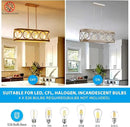XINGQI Kitchen Island Chandelier for Dining Room Modern Farmhouse Rectangle Pendant Lighting Fixture Vintage Linear Hanging 4-Light Rustic Living Room, Antique Brushed Nickel and Wood Grain Finish by CozyNest Decor