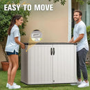 Greesum Outdoor Horizontal Storage Sheds 27 Cu.ft Resin Large Storaged Box Weather Resistance, Without Shelf, Easy to Assemble, Prefect for Garden, Patios, Backyards, White by GreenHaven Gardens