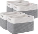 4 Pack Storage Baskets for Organizing, Woven Baskets for Shelves - Perfect for Toys, Books, Towels, and Clothes, Durable Gift Basket Bins Toy Storage, 12.7''L x9''W x7.8''H, Grey and White by CozyNest Decor