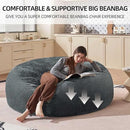 Bean Bag Chair 5Ft, Memory Foam Filled, Large Beanbag Chairs for Adults and Teens, Soft Sofa with Removable Flannel Cover, Round Couch for Living Room Bedroom College Dorm (Dark Gray, 5FT-60×60"×24") by CozyNest Decor
