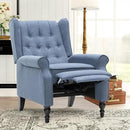 Mid Century Wingback Recliner Chair for Adults, Modern Linen Fabric Push Back Recliner Chairs with Button Tufted Upholstered Back & Footrest, Manual Recliner Chais for Living Room, Nursery, Blue by CozyNest Decor