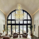 H65'' Gold Tree Branch Crystal High Ceilings Chandeliers, 27-Lights Modern K9 Crystal Staircase Chandeliers, D48'' Foyer Chandelier for High Ceiling, Luxury Large Living Room Chandelier by CozyNest Decor