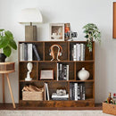 LEYAOYAO 10 Cube Bookshelf with Base,3 Tier Mid-Century Modern Grey Bookcase,Standing Wide Bookshelves Storage Organizer Shelf,Rustic Wood Display Cabinet Book Shelves for Bedroom,Living Room,Office by CozyNest Decor
