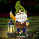 Garden Gnomes Outdoor - Flocked Gnome Statue Holding Lantern with Solar LED Lights | Gnomes Garden Decorations for Patio, Yard, Lawn Ornaments - Gnome Gifts by CozyNest Decor