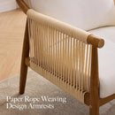 Braid Accent Chair for Living Room Bedroom Reading Room, Rattan Modern Boho Armchair with Solid Wooden Armrest & Frame and Cushions by CozyNest Decor