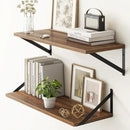 Fun Memories 27.5" W x10 D Floating Shelves, Large Wall Shelves 27.5 Inch Long, Set of 2, Farmhouse Wood Floating Shelf Wall Mounted, Deep Shelves for Bathroom, Living Room, Kitchen, Walnut Color by CozyNest Decor