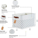 DECOMOMO White Storage Bins Fabric Storage Baskets for Shelves, Linen Closet Organization Toys Nursery (White Check, Large - 3 Pack) by CozyNest Decor