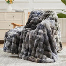 NEWCOSPLAY Faux Fur Twin Blanket Tie-dye Grey Luxury Fluffy Thick Warm Bubble Blanket for Couch Sofa Bed 700GSM (Tie-dye Grey, Twin(60"x80")) by CozyNest Decor