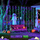JMEXSUSS 300LED Halloween Curtain Lights with Remote, 9.8x9.8ft Halloween Lights Plug in, Christmas Twinkle Hanging String Light for Bedroom Wall Window Backdrop Indoor Outdoor Decor, Purple and Green by CozyNest Decor
