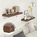 Deep Floating Shelves for Wall | 12 Inch Deep Floating Shelves 30 Inches Long Set of 2 | Rustic Walnut Floating Shelves for Living Room Bathroom Laundry Room Bedroom Kitchen Home Office by CozyNest Decor