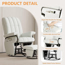 JIASTING 360° Swivel Leather Recliner Chair with Ottoman & Double Side Pockets, Nursing Glider Rocking Recliner Chair, Gliding Chairs for Nursery, Living Room, Office, Bedroom, Metal Frame (White) by TinyTreasures Baby Boutique