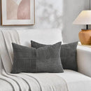 Fancy Homi 2 Packs Dark Gray Lumbar Decorative Throw Pillow Covers 20x28 Inch for Living Room Couch Bed Sofa, Farmhouse Home Decor, Soft Striped Corduroy Rectangle Accent Cushion Case 50x70 cm by CozyNest Decor