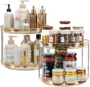 LAMU 2 Pack 2 Tier Lazy Susan Turntable Organizer 9.25'' Rotating Spice Rack Organization for Cabinet, Kitchen, Pantry, Countertop, Bathroom, Vanity, Medicine Cabinet Organizer, Amber by CozyNest Decor