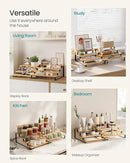 SONGMICS Display Risers, Set of 2 Engineered Wood Perfume Organizer Stand, 4-Tier Cupcake Stand Holder, Spice Rack, Shelf Risers for Figures, Dessert Shelves, Natural Beige and Ink Black UKCS216N01 by CozyNest Decor
