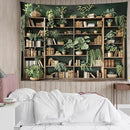 HVEST Green Plant Bookshelf Tapestry Book on Bookshelf and Plant Potted Tapestry Wall Hanging Reading Wall Decor for Study Room Bedroom Living Room College Dorm, 60L x 80W Inches by CozyNest Decor