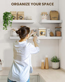 Marsmiles 55" Floating Shelves for Wall, Wooden Shelves with Invisible Brackets Set of 2, Rustic Farmhouse Wall Mounted Shelf for Kitchen Bathroom Living Room Study, White by CozyNest Decor