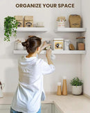 Marsmiles 48" Floating Shelves for Wall, Wooden Shelves with Invisible Brackets Set of 2, Rustic Farmhouse Wall Mounted Shelf for Kitchen Bathroom Living Room Study, White by CozyNest Decor