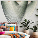 Macrame Wall Hanging Green Yarn Art Dip-Dye Boho Wall Decor Fiber Wall Art Craftsmanship Home Decor 57" W x 39" L by CozyNest Decor