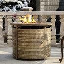 32 inch Propane Fire Pit Table,Wicker Gas Fire Pits Table with Lid & Lava Rocks, 50000 BTU Round Propane Firepit for Outside, Fire Table for Dining,Party, Patio,Yard by GreenHaven Gardens