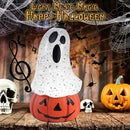 Halloween Snow Globe Lantern Spooky Glost and Pumpkin Halloween Snow Globes Musical Water Glitter Globe with 6H Timer Battery Operated or USB Powered for Spooky Home Decorations (Ghost and Pumpkin) by CozyNest Decor