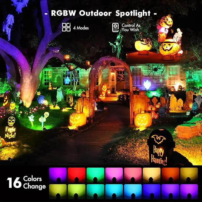 LemonBest Landscape Lighting - 6W RGB Color Changing Halloween Landscape Lights 120V Christmas Outdoor LED Spotlight with Remote Control Waterproof Spot Lights for Yard Garden Patio Driveway (4 Pack), photo 5 of 8