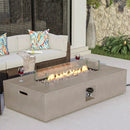COSIEST Outdoor Propane Fire Pit Table, 56-inch x 28-inch Rectangle Gray Concrete-Like Finish, CSA Certified, 50,000 BTU Stainless Steel Burner w Transparent Gray Fire Glass, Wind Guard, Raincover by GreenHaven Gardens