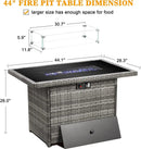 LayinSun 44" Propane Gas Fire Pit Table, 55000 BTU Rectangular Fire Pit with Glass Wind Guard for Outside Patio Deck Garden Backyard by GreenHaven Gardens