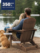 KINGYES Folding Adirondack Chair, Dual Cup Holders & All-Weather HDPE, Wood-Like Patio Chair, Brown by GreenHaven Gardens