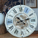 Unique Moving Gear Large Wall Clock 21inch-Battery Powered. Retro Industrial Steampunk Country Farmhouse Decor for The Living Room Kitchen Bars cafes Offices(whith/metal/21) by CozyNest Decor