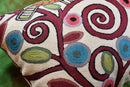 Lumbar Klimt Modern Pillow Cover | Cream, Multicolor Tree of Life, Birds, Floral Suzani Floral Pattern | 14" x 20" | 1 Count by CozyNest Decor