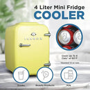 IBMF4SUN Fridge for Bedroom, Skincare, Portable Cooler & Warmer for Makeup, for Office & Home Refrigerator, Mini (4 L / 6-Can), Sun Yellow by CozyNest Decor