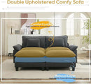 URRED Modular Sectional Sofa Comfy Cloud Couch, Modern Velvet Sofa Sleeper Deep Seat Couches with Ottoman/Pillows for Living Room (Dark Gray, 82.6''- 2 Ottomans) by CozyNest Decor