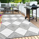 Waterproof Outdoor Rug 8x10ft, Foldable Reversible Plastic Straw Mat for Patio RV Deck Porch Backyard Balcony Camping Picnic Beach Indoor Outdoor Carpet, Black&White by CozyNest Decor